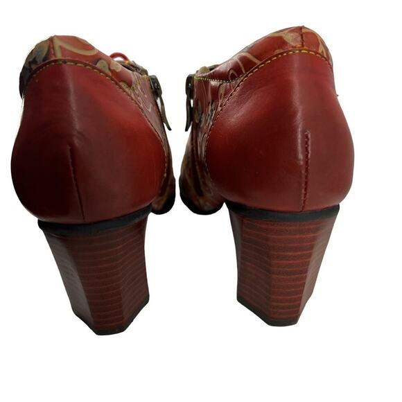 L'Artiste Heeled Lace Up Red Shoe Octavius Womens Size 41 - Picture 5 of 10